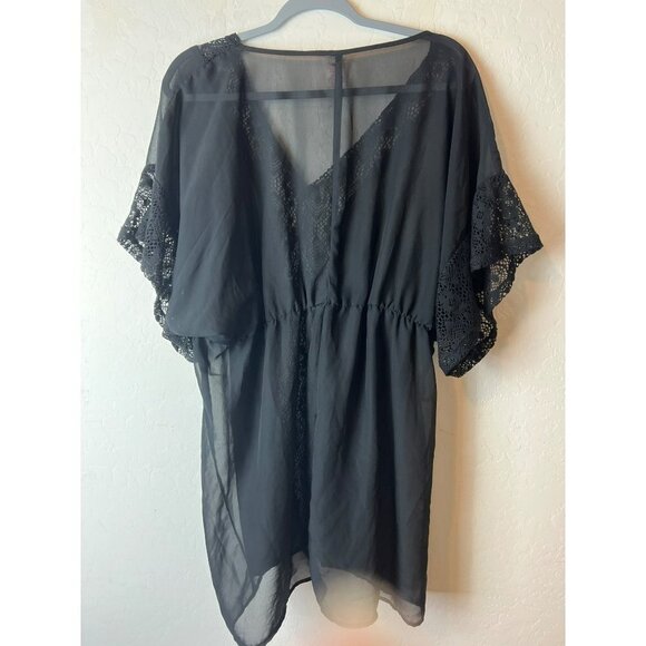 Xhilaration Sz XL Black Lace Sheer Bathing Suit Coverup Swim Coverup - Picture 3 of 4